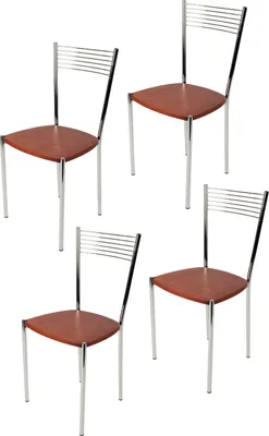 Image de t m c s Tommychairs - Lot de 4 chaises modernes ELEGANCE pour la cuisine et la salle à manger , structure robuste en acier chromé, assise en bois de couleur cerisier