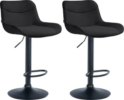 Produktbild von CLP 2er Set Barhocker Vonore Stoff höhenverstellbar und 360 Grad drehbar schwarz Gestell Farbe schwarz