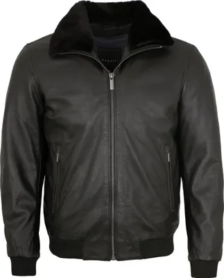 Produktbild von Bugatti - Herren Lederjacke Weste Lammfellkragen Lammnappa schwarz : 60