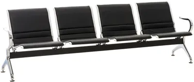 Produktbild von CLP Wartebank Frankfurt in Airport-Stil ergonomische Sitze mit Kunstlederbezug schwarz Größe 4-Sitzer
