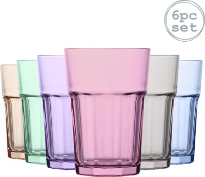 Produktbild von LAV Aras Highball Cocktail Tumbler Glasses - 365ml - Bunte - Packung mit 6