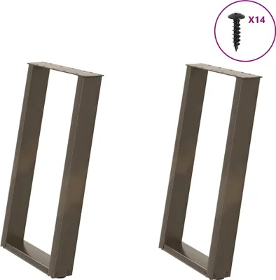 Image de Pieds de table à manger en U 2 pièces Acier naturel 50 x (72-73) cm Acier