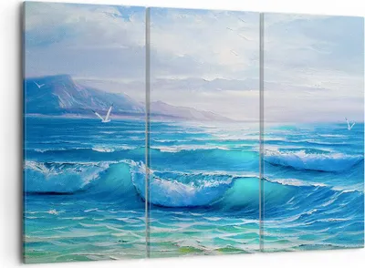 Produktbild von Bild auf Leinwand - Leinwandbild - Meer Welle Möwe - 105x70cm - Wand Bild - Wanddeko - Wandbilder - Leinwanddruck - Bilder - Kunstdruck - Wanddekoration - Leinwand bilder - Wandkunst - CE105x70-4033