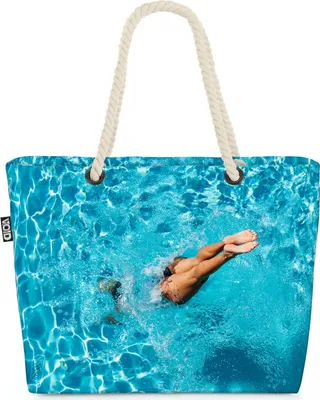 Produktbild von VOID Turmspringerin Schwimmerin Pool Strandtasche Shopper 58x38x16cm 23L XXL Einkaufstasche Tasche Reisetasche Beach Bag
