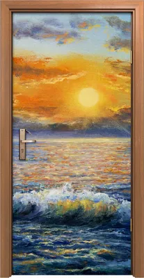 Produktbild von Türposter 90x200 cm Türaufkleber Türtapete Türfolie Klebefolie Kunst Sonnenuntergang über dem Meer