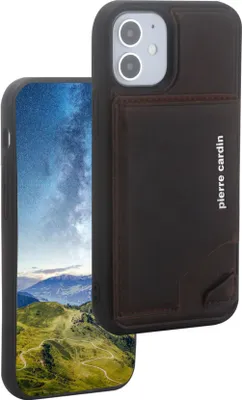 Produktbild von Pierre Cardin iPhone 12 - 12 Pro Back cover case - Dark Brown