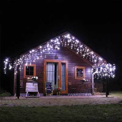 Produktbild von CLGarden Premium LED Lichterkette Eisregen ERN600 kaltweiß Lichtervorhang außen weiß kein Rost