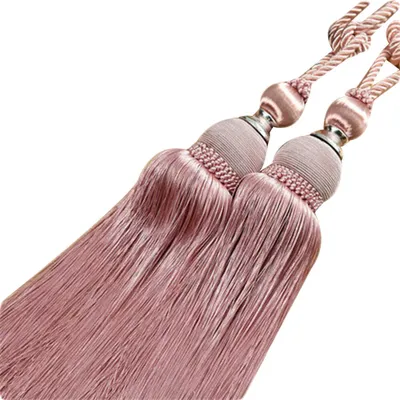 Produktbild von 2pcs Round Ball Quasten Vorhang Tieback Seil Holdback Drapy Halter Clip Dekor-Pink Lila