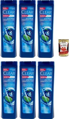 Produktbild von Clear Extra Freschezza 24H Men Shampoo für alle Haar- und Kopfhauttypen - Extra Frische Shampoo 6x 225ml + Italian Gourmet polpa 400g