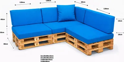 Obrázok produktu pre Setgarden Veľké paletové vankúše, sada 8 ks, vonkajšie, 120 x 80 x 10 cm, sedacie vankúše + opierkové vankúše, 120 x 40 x 10 cm, 1 ks, modré