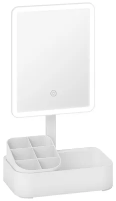 Produktbild von Schminkspiegel mit Beleuchtung wiederaufladbar 180°Drehbar LED Kosmetikspiegel mit 2 Beleuchtungsmodi, Weiß