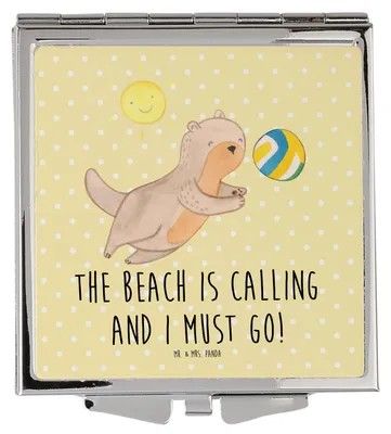 Produktbild von Mr. & Mrs. Panda Kosmetikspiegel Sommer Meer Strand - Gelb Pastell - Geschenk, Frühling, Klappspiegel, Sommerferien, Taschenspiegel, Schminkspiegel, Handspiegel, Küste