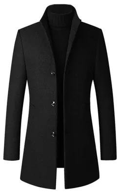 Productafbeelding van FTCayanz heren trenchcoat, wolmix, slim fit, elegante jas, enkellagig, geschikt voor zakelijk gebruik