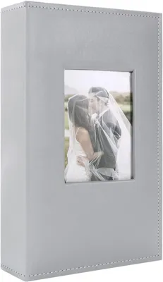 Obrázek produktu pro Mini fotoalbum, rozměry 10 x 15 cm, kapacita 300 fotografií, potažené šedou umělou kůží, vhodné pro svatbu