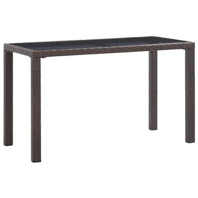 Productafbeelding van Tuintafel van polyrotan en glas, bruin, afmetingen 123 x 74 x 60 cm