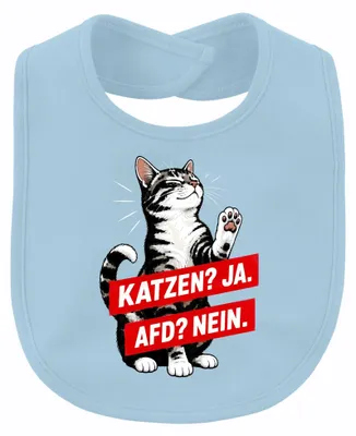 Obrázek produktu pro Kočky? Ano. AfD? Ne. Výroky proti extremismu, sarkasmus. Barva: světle modrá, univerzální velikost