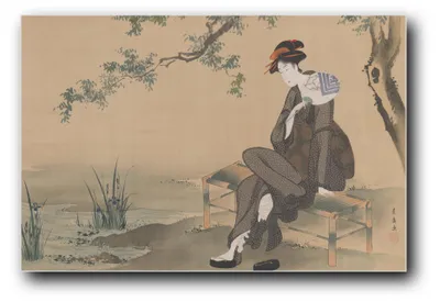 Produktbild von Kunstdruck „Frau beim Fächeln“ von Utagawa Toyohiro – 30×45 cm – ungerahmt