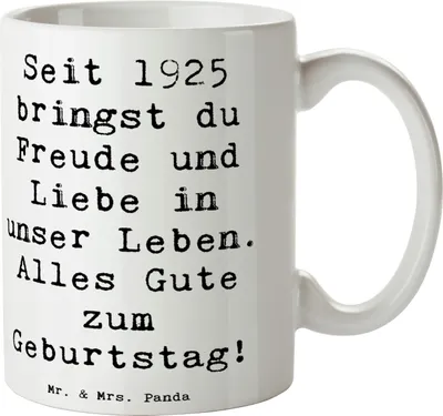 Produktbild von Mr. & Mrs. Panda Becher Spruch 1925 Geburtstag Freude - Weiß - Geschenk, Alter, Kaffeetasse, Kaffeebecher, Jubiläum, Geburtsjahr, Pott, Glückwunsch, und Liebe, Seit