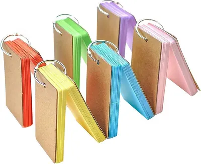 Obrázek produktu pro 6 kusů kapesních kartiček, kartičky s kroužkem pro učení slovíček, blok poznámek s kroužkem, kartičky s kroužkem, mini kartičky, prázdné kartičky pro použití na cestách (90 x 55 mm, 300 listů)