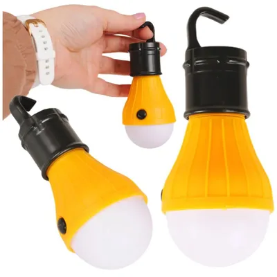 Zdjęcie produktu dla Lampka lampa turystyczna LED na baterie kemping namiot biwak wisząca z hakiem 3 tryby żółta