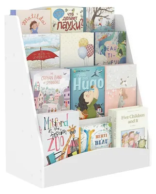 Image de Étagère blanche pour enfants avec 4 compartiments ouverts, dimensions : 60 x 30 x 70 cm