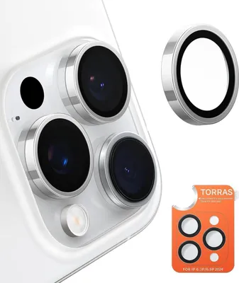 Produktbild von TORRAS Panzerglas Kameraschutz für iPhone 16 Pro /16 Pro Max in Silber