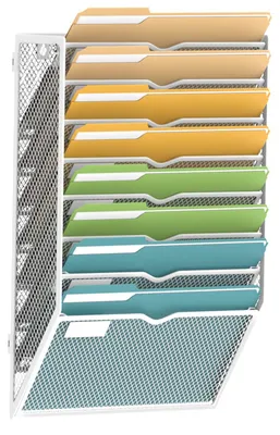 Wandorganizer mit 8 Ebenen, Metall, Weiß, 41,91x32x10,16 cm