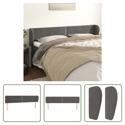 Produktbild von The Living Store Kopfteil mit Ohren Dunkelgrau 163x23x78/88 cm Samt