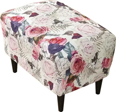 Produktbild von Bezug für Fußbank/Pouf mit rosa Blumenmuster