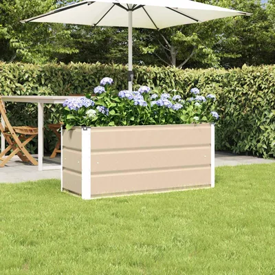 Produktbild von "Schlussverkauf" Pflanzkübel im Garten - 1 pc - Blumenbeet/Gartenbeet - Elfenbein 100x40x45 cm Stahl  C13504