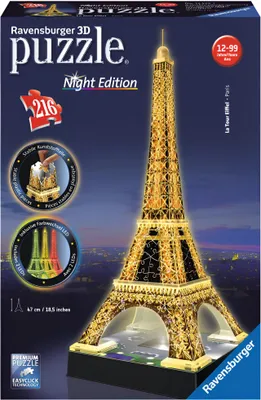Obrázok produktu pre Ravensburger 3D puzzle 12579 - Eiffelova veža v noci