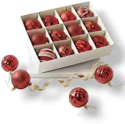 Produktbild von Unyqoos® Set mit 12 dekorativen roten Weihnachtsbällen für einen festlichen Weihnachtsbaum