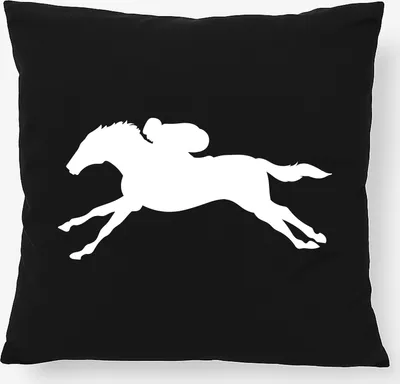 Produktbild von Huuraa Kissen Pferderennen Silhouette 40x40cm mit Füllung Black Baumwolle Dekokissen Geschenkidee