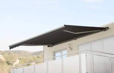 Produktbild von Elektrische Kassetten-Markise H124, Vollkassette Volant 5x3m  Polyester Anthrazit