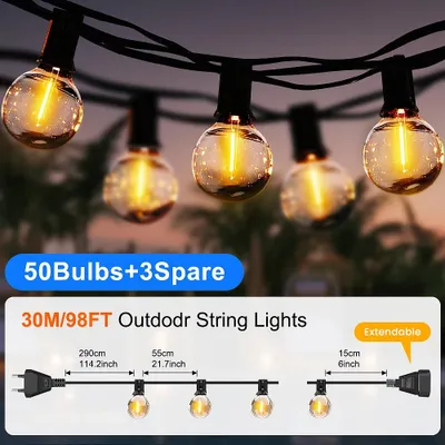 Produktbild von LED-Lichterkette G40 - Außenbeleuchtung - 30 m - 50 LED-Lampen - IP44 - 220 V - Für Garten, Balkon und Partys