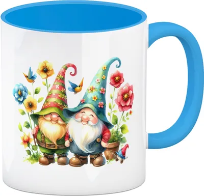 Produktbild von Süße Gartenzwerge Kaffeebecher in hellblau