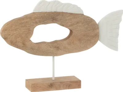 Zdjęcie produktu dla J-Line Fish Oval On Foot Mango Wood White/Natural