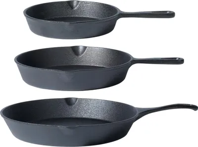 Produktbild von Vilde | Pfannenset - 20 cm / 25 cm / 30 cm - Mit Silikonauflage - Gusseisenpfanne - Induktionsgeeignet