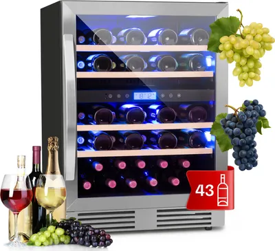 Produktbild von Klarstein Einbau-Weinkühlschrank, 2 Zonen Getränkekühlschrank Klein, Kleiner Weinschrank 129L, Wein-Kühlschrank Klein mit Glastür, Indoor/Outdoor Flaschenkühlschrank, Wine Fridge für 43 Flaschen