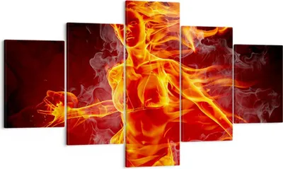 Produktbild von Bild auf Leinwand - Leinwandbild - Frau Flammen Illustration - 125x70cm - Wand Bild - Wanddeko - Leinwanddruck - Bilder - Kunstdruck - Wanddekoration - Leinwand bilder - Wandkunst - EA125x70-0222