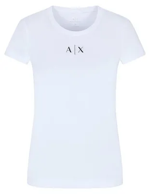 Productafbeelding van Armani Exchange dames T-shirt met korte mouwen, logo in subtiele print aan de voorkant, slim fit, wit