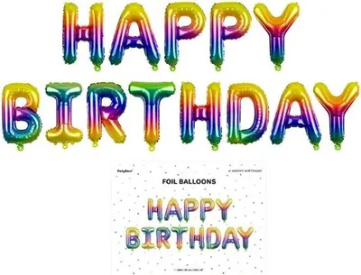 Produktbild von Happy Birthday Folienballon340x35cm Regenbogen 67612