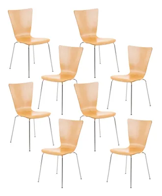 Produktbild von CLP 8er Set Besucherstuhl Aaron mit Holzsitz und Metallgestell natur