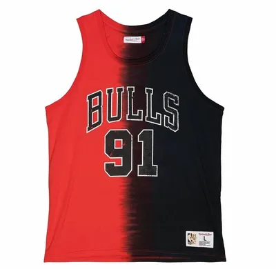 Image de Pánské tílko Mitchell & Ness débardeur Chicago Bulls Tie Dye Coton N&M Tank rouge/noir - S
