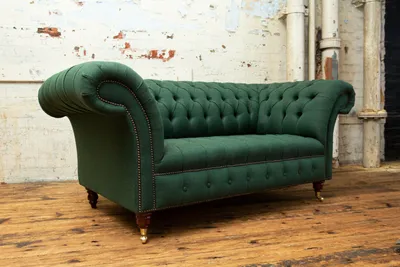 Obrázek produktu pro Klasický čalouněný nábytek Chesterfield zelený gauč Imitace kůže látka rozkládací pohovka