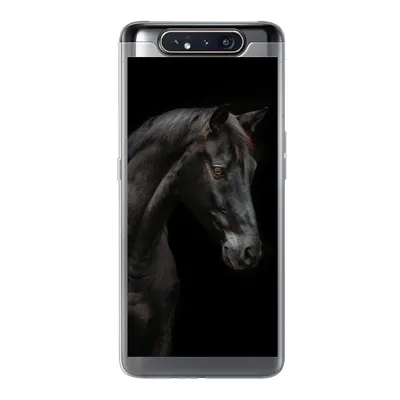 Produktbild von MuchoWow® Handyhülle Schutzhülle Hülle für Samsung Galaxy A80 Pferd - Tiere - Schwarz - Porträt Silikon Softcase Handy Hülle - Schutzdeckel