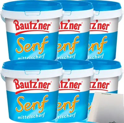 Produktbild von Bautzner Senf mittelscharf 6er Pack (6x1kg Eimer) + usy Block