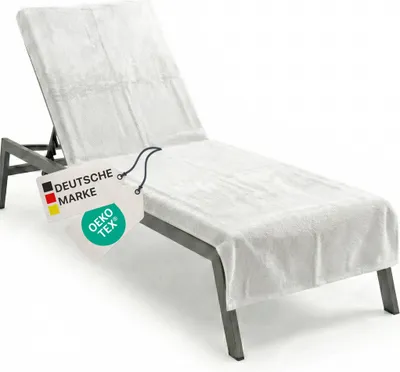 Produktbild von NYVI Frottee Schonbezug für Gartenliege NYVISpa 75x200 cm Weiß - Hygiene Liegestuhlauflage für Sonnenliegen Strandliegen - Handtuch Bezug - 100