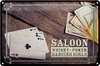 Produktbild von Blechschild Spruch Saloon Whisky Poker Dancing 30x20cm