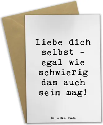 Produktbild von Mr. & Mrs. Panda jubiläumskarte Spruch Selbstakzeptanz Liebe - Weiß - Geschenk, weihnachtskarten, osterkarten, Grußkarte, Stärke, Wertschätzung, Selbstliebe, Stimmung